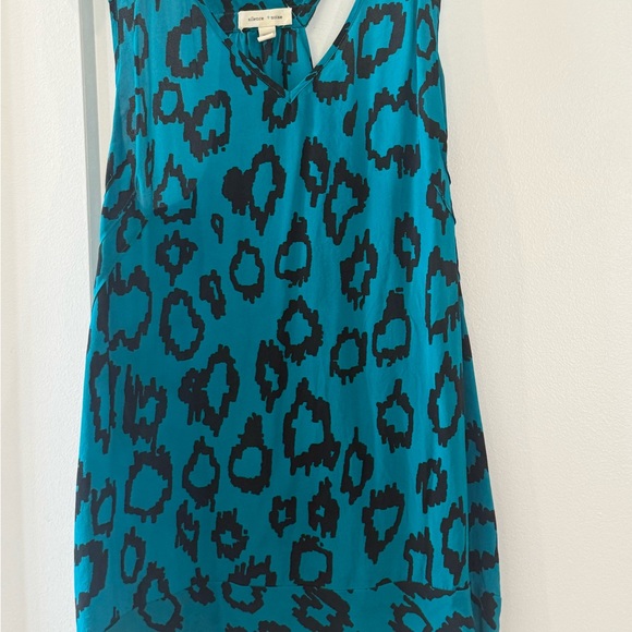silence + noise Tops - Y2K Teal and Black Leopard Print Tank Top